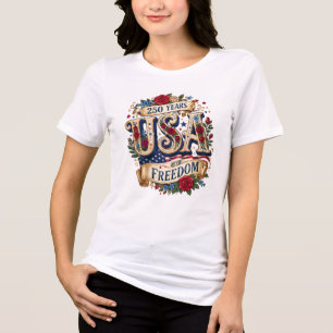 VS 250 jaar vrijheid bloemrijk Americana Tri-Blend Shirt