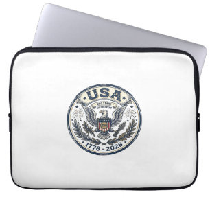 VS 250 Jaar Vrijheid Vintage Adelaar Badge T-shirt Laptop Sleeve