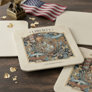 VS 250 Liberty Art Nouveau Patroon Rand ID1302 Vierkante Kartonnen Onderzetter