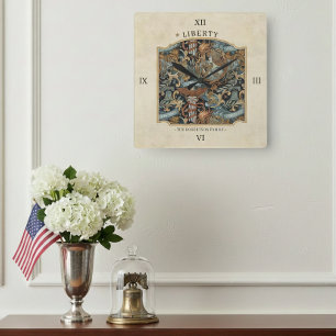 VS 250 Liberty Art Nouveau patroon rand ID1302 Vierkante Klok