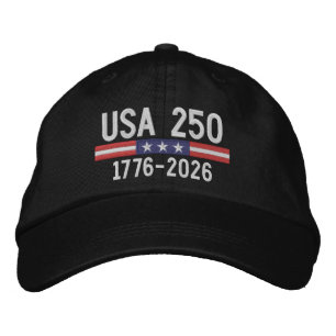 VS 250 met Amerikaanse vlagbalk - rood wit blauw Geborduurde Pet