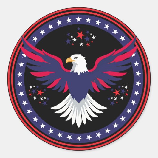 VS 250e 4e Juli Oud Bald Eagle Ronde Sticker (Voorkant)