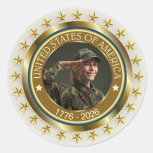 VS 250e verjaardag I Patriottisch 1776-2026  Ronde Sticker