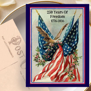 VS 250e Vintage 4 juli Patriottische Vlag Briefkaart