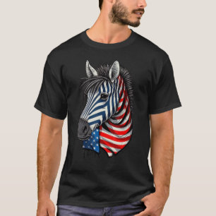 VS 4 juli Zebra op Patriottische Amerikaanse Zebra T-shirt