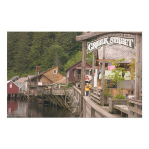 VS, Alaska, Ketchikan, Creek Street, centrum Foto Afdruk