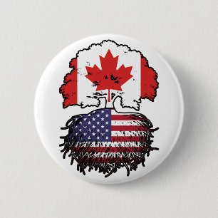 VS-Amerikaans Canadees Canada Boomwortels Vlag Ronde Button 5,7 Cm
