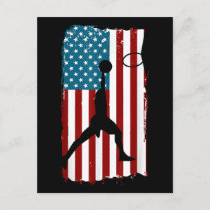 VS Amerikaanse Vlag Basketbal Patriottische Atleet Informatiekaartje
