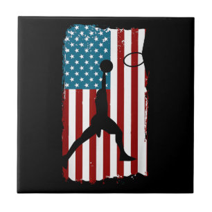 VS Amerikaanse Vlag Basketbal Patriottische Atleet Tegeltje