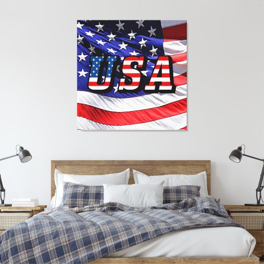 VS - Amerikaanse vlag Canvas Afdruk (Insitu (Slaapkamer))