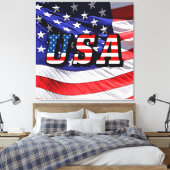 VS - Amerikaanse Vlag Canvasprint met Spanraam Canvas Afdruk (Insitu (Slaapkamer))