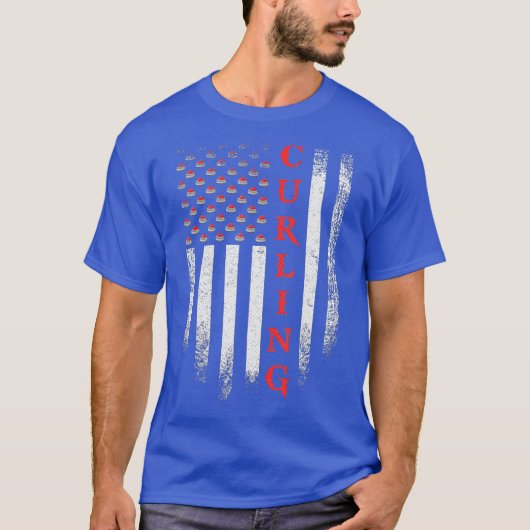 VS Amerikaanse vlag Curling Player Curler T-shirt (Voorkant)