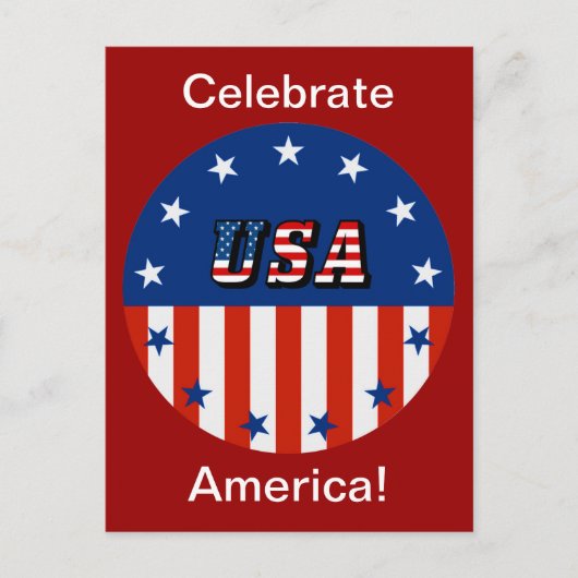 VS - Amerikaanse vlag en sterren in cirkel ansicht Briefkaart (Voorkant)