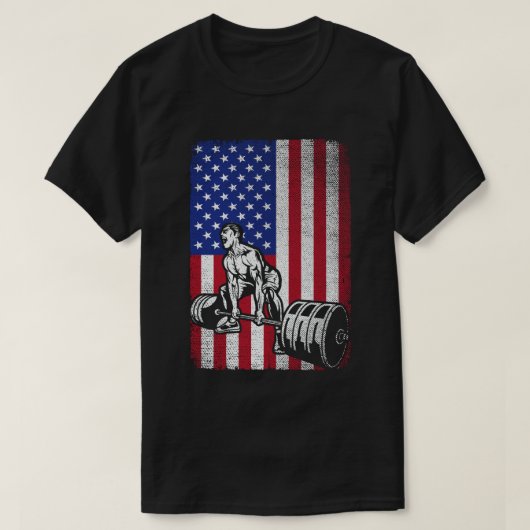 VS Amerikaanse vlag gewichtheffen Powerlifting T-shirt (Design voorkant)