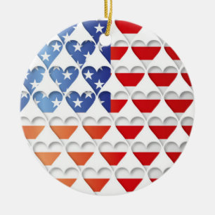 VS Amerikaanse Vlag Harten Keramisch Ornament