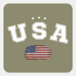 VS Amerikaanse vlag Patriottische Veteranen 4 juli Vierkante Sticker