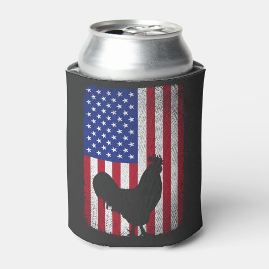 VS Amerikaanse vlag Rooster Lover 4 juli Blikjeskoeler (Blikje Voorkant)