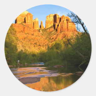 VS, Arizona. Cathedral Rock bij zonsondergang Ronde Sticker