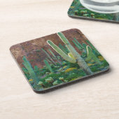 VS, Arizona. Saguaro Cactus veld door een Cliff Bier Onderzetter (Linkerzijde)