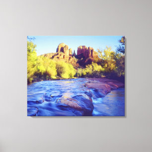 VS, Arizona, Sedona. Cathedral Rock weerspiegelend Canvas Afdruk