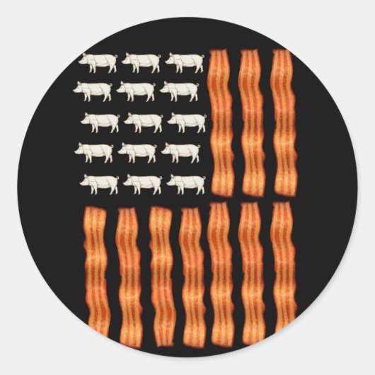 VS Bacon Flag Pig Ronde Sticker (Voorkant)