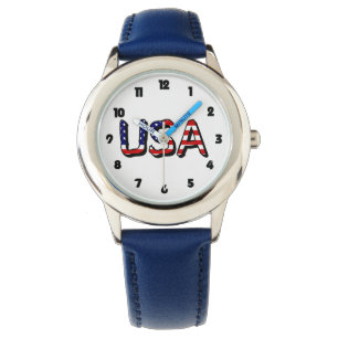 VS bedekt met Amerikaanse vlag Fat Black Num wacan Horloge