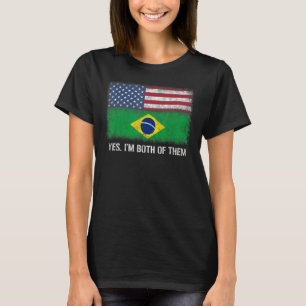 VS Brazilië Braziliaanse vlag dubbele staatsburger T-shirt