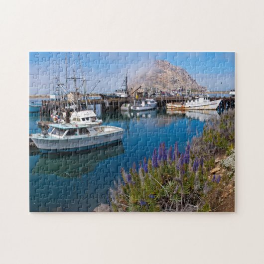 VS, Californië. Gedoken boten op de baai van Morro Legpuzzel (Horizontaal)
