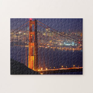 VS, Californië. Golden Gate Bridge 's nachts Legpuzzel