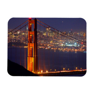 VS, Californië. Golden Gate-brug 's nachts Magneet