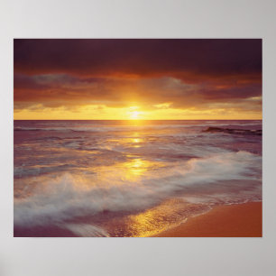 VS, Californië, San Diego. Sunset Cliffs strand Poster
