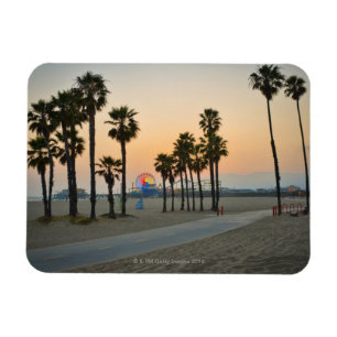 VS, Californië, Santa Monica Pier op zonsondergan Magneet