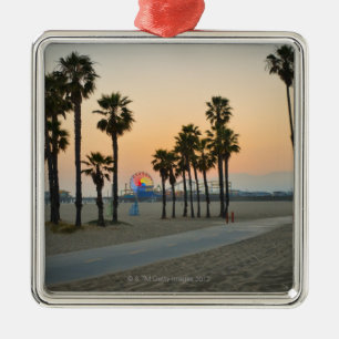 VS, Californië, Santa Monica Pier op zonsondergan Metalen Ornament