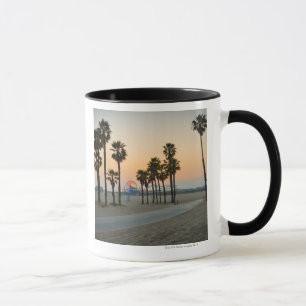 VS, Californië, Santa Monica Pier op zonsondergan Mok