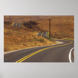 VS, Californië. Slingerende landweg. Credit Poster