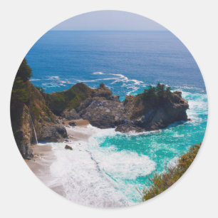 VS, Californië. Uitzicht op Mcway Falls Ronde Sticker