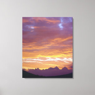 VS, Californië, Zonsondergang over de Sierra Nevad Canvas Afdruk