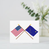VS en Alaska Crossed Flags Briefkaart (Staand voorkant)
