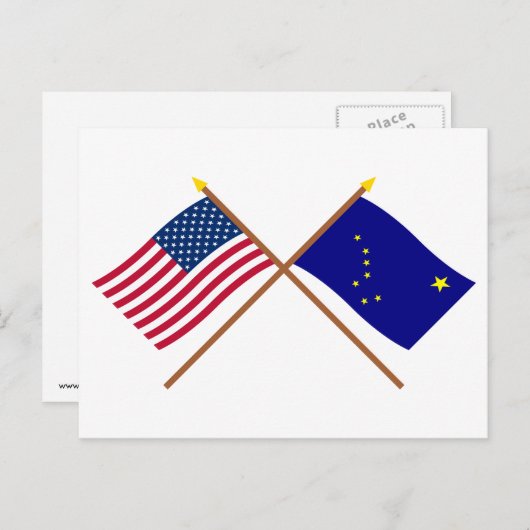 VS en Alaska Crossed Flags Briefkaart (Voorkant / Achterkant)