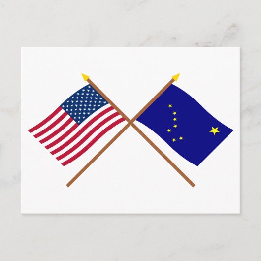 VS en Alaska Crossed Flags Briefkaart (Voorkant)