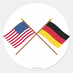 VS en Duitsland kruisen vlaggen Ronde Sticker