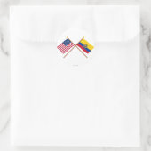 VS en Ecuador gekruiste vlaggen Ronde Sticker (Tas)