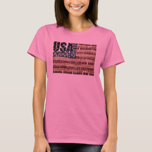 VS en hun federale staten in sterren en strepen T-shirt