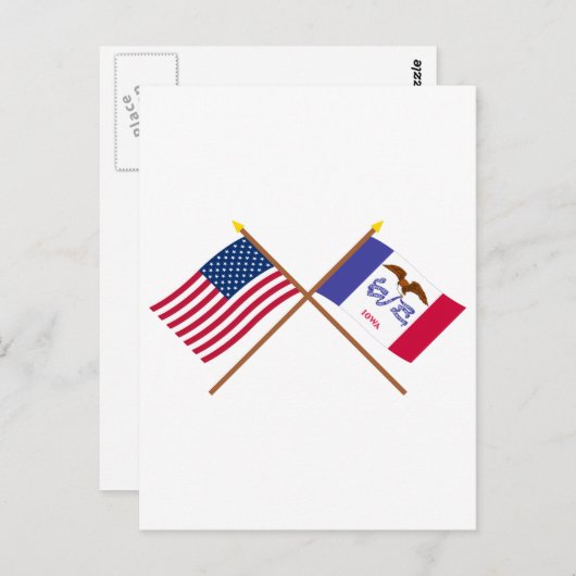 VS en Iowa Crossed Flags Briefkaart (Voorkant / Achterkant)