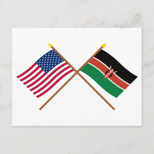 VS en Kenia Crossed Flags Briefkaart