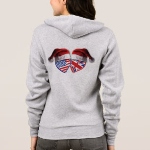 VS en VK Vlag Hart Kerstmannen Hoodie