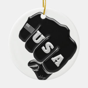 VS Fist Bump met Amerikaanse vlag Keramisch Ornament