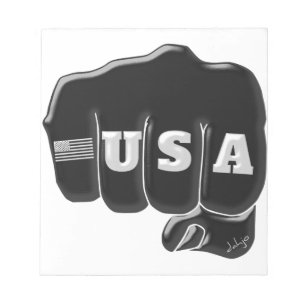 VS Fist Bump met Amerikaanse vlag Notitieblok