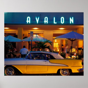 VS, FL, Miami, South Beach 's nachts. Poster