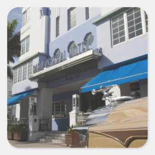 VS, Florida, Miami Beach: South Beach, Art Deco Vierkante Sticker